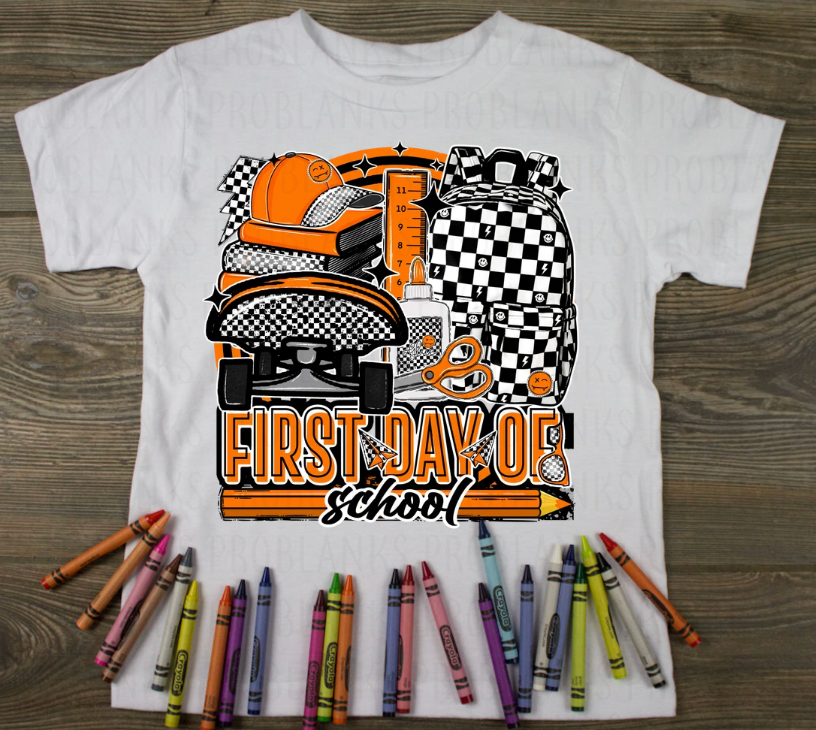 Orange & Black First Day Of School - $2 Transfer Thursday - ADULT 11 Inch Transfer
