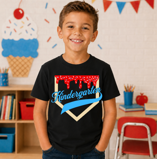 Kindergarten Baseball Ice Cream Drip #7085 - Ready to Press DTF Transfer Full Color
