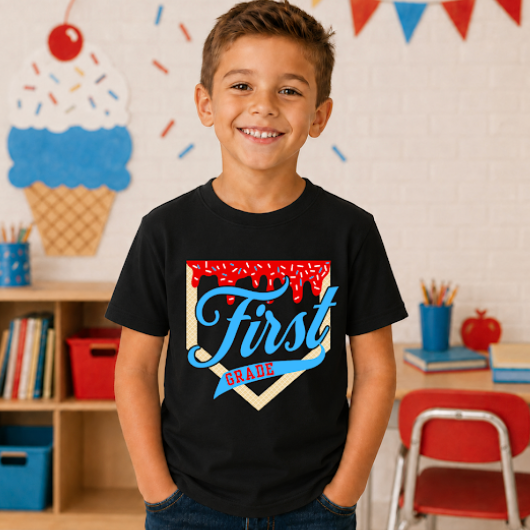 First Grade Baseball Ice Cream Drip #7086 - Ready to Press DTF Transfer Full Color