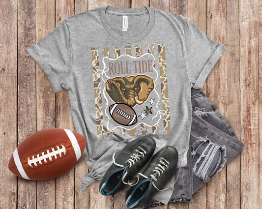 Alabama Roll Tide Camo - #7096 - Ready to Press DTF Transfer Full Color