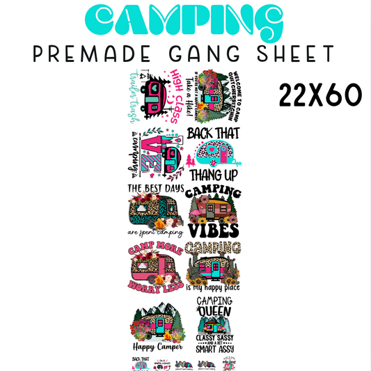 Camping 2 Pre-Made DTF Gang Sheet 22x60