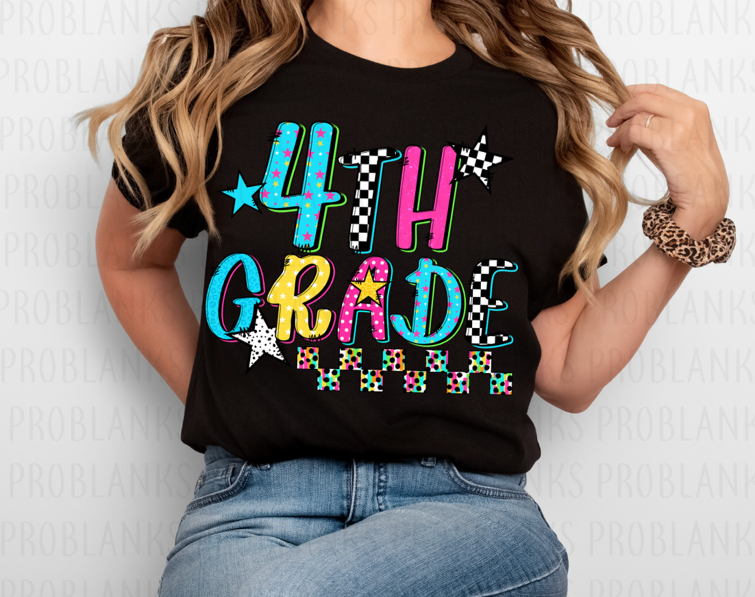 Retro 4th Grade #7117  - Ready to Press DTF Transfer Full Color