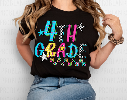 Retro 4th Grade #7117  - Ready to Press DTF Transfer Full Color