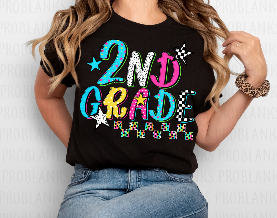Retro 2nd Grade #7115 - Ready to Press DTF Transfer Full Color