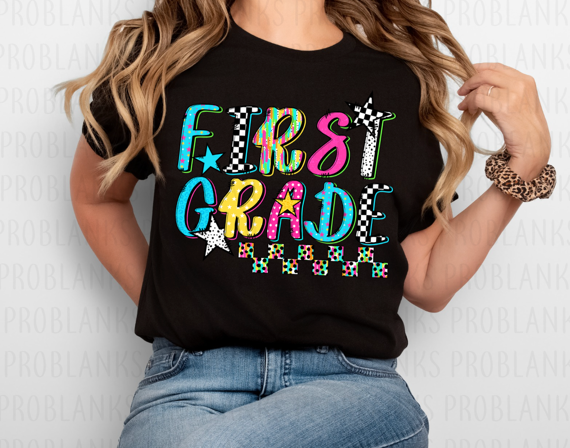 Retro First Grade #7114 - Ready to Press DTF Transfer Full Color