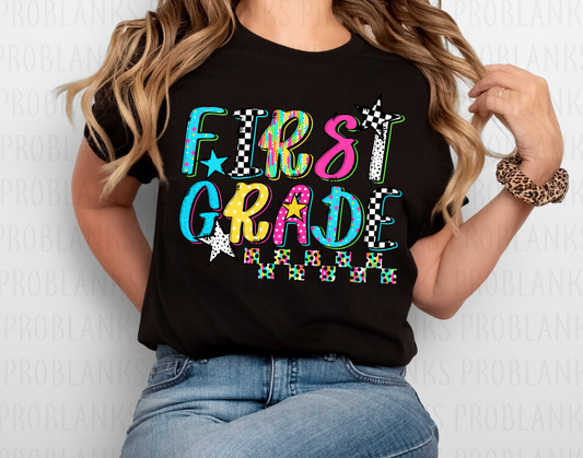 Retro First Grade #7114 - Ready to Press DTF Transfer Full Color