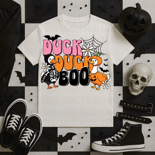 Duck Duck BOO (Pink & Orange)  #7119 - Ready to Press DTF Transfer Full Color