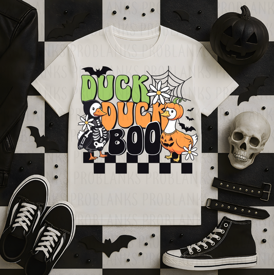 Duck Duck BOO (Green & Orange) #7120 - Ready to Press DTF Transfer Full Color