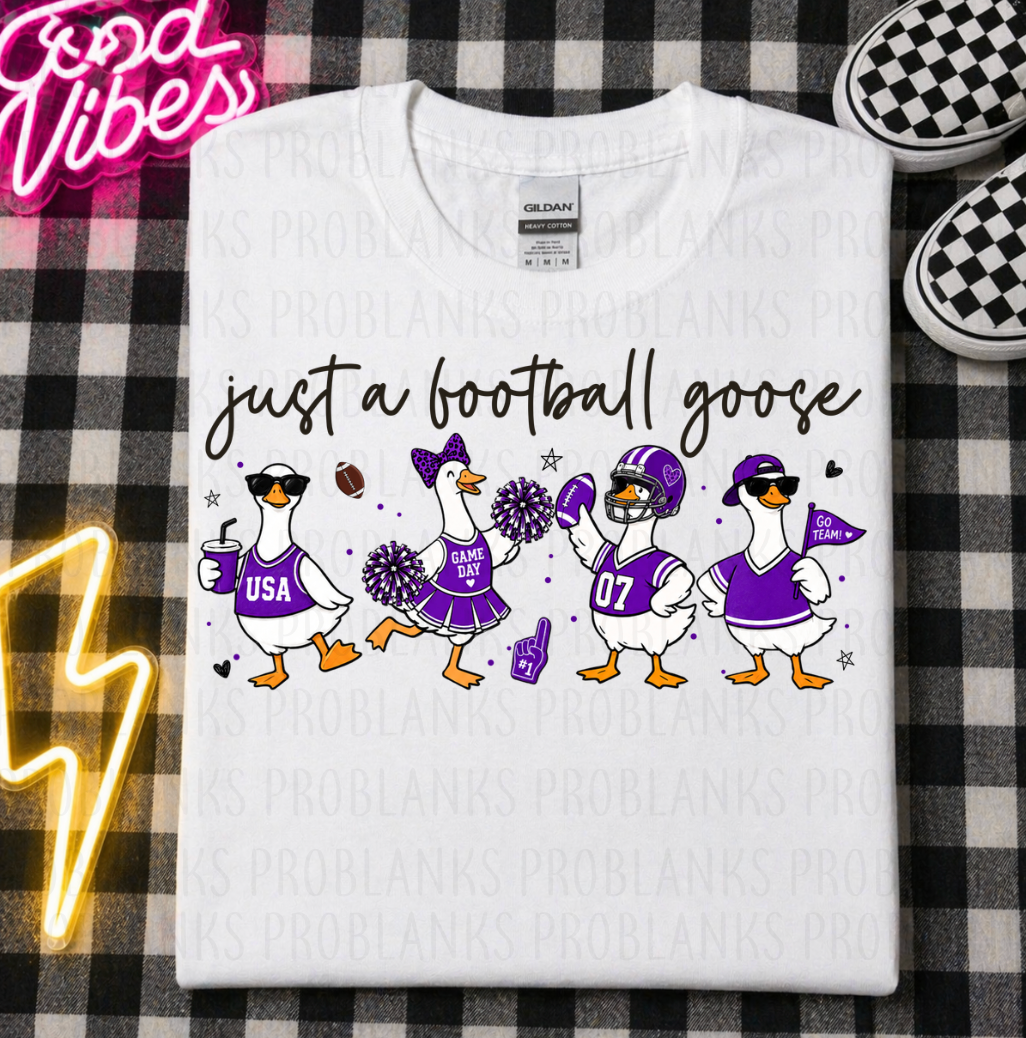 Just A Football Goose (Purple) #7144 - Ready to Press DTF Transfer Full Color