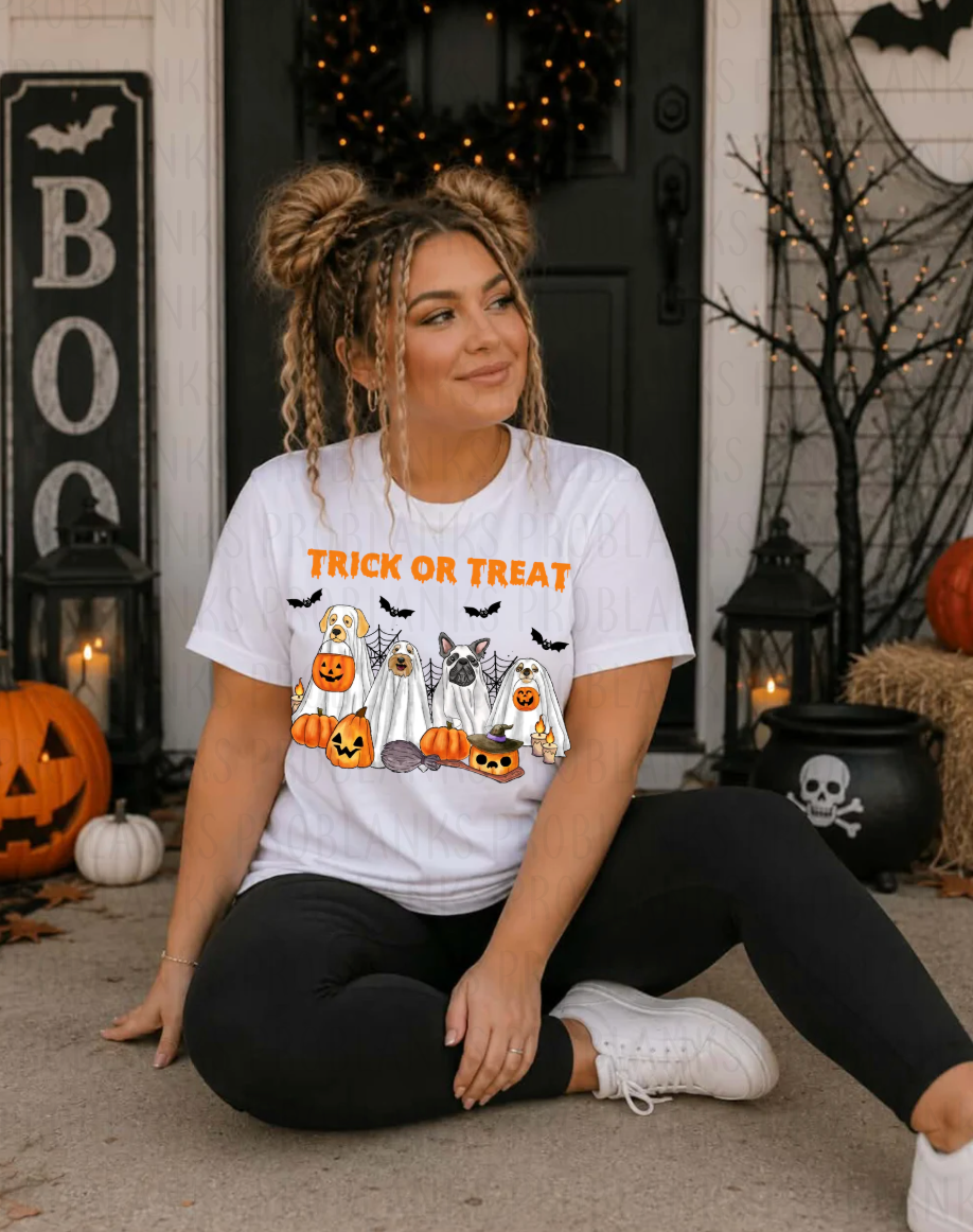 Trick Or Treat Ghost Dogs - $2 Transfer Thursday - ADULT 11 Inch Transfer