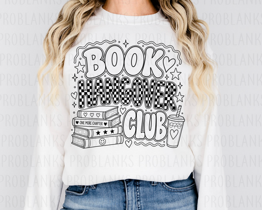 Black & White Book Hangover Club #7153  - Ready to Press DTF Transfer Full Color