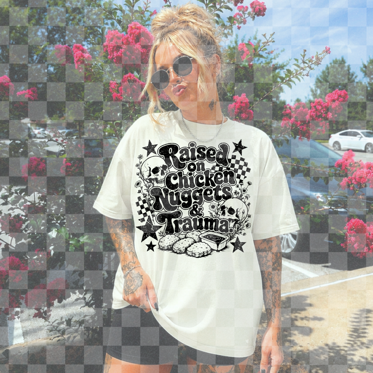 Raised On Chicken Nuggets & Trauma #7160 - Ready to Press DTF Transfer Full Color