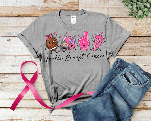 Tackle Breast Cancer Football Icons #7191 - Ready to Press DTF Transfer Full Color