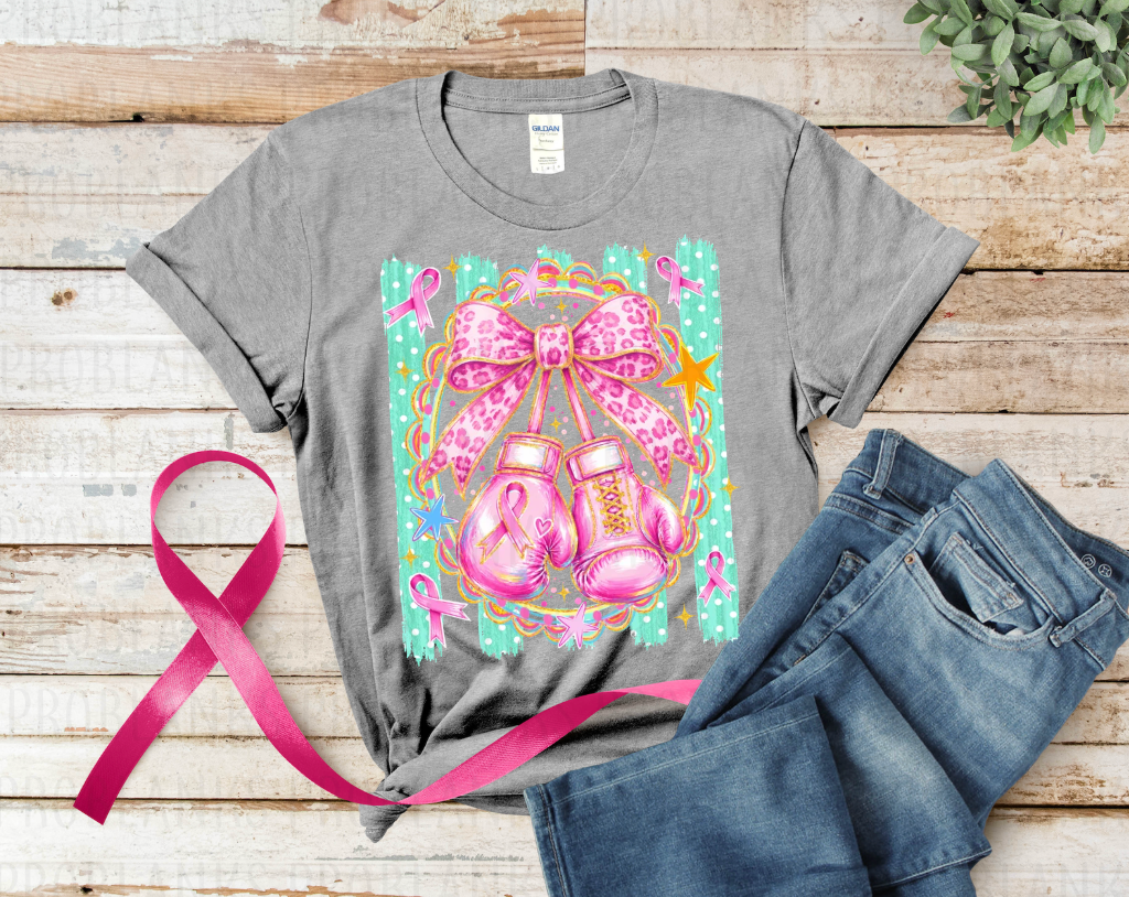 Breast Cancer Boxing Gloves #7190 - Ready to Press DTF Transfer Full Color