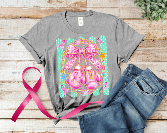 Breast Cancer Boxing Gloves #7190 - Ready to Press DTF Transfer Full Color