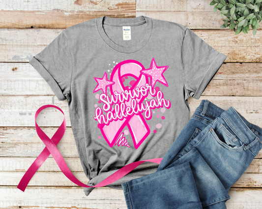 Breast Cancer Survivor, Hallelujah #7182 - Ready to Press DTF Transfer Full Color