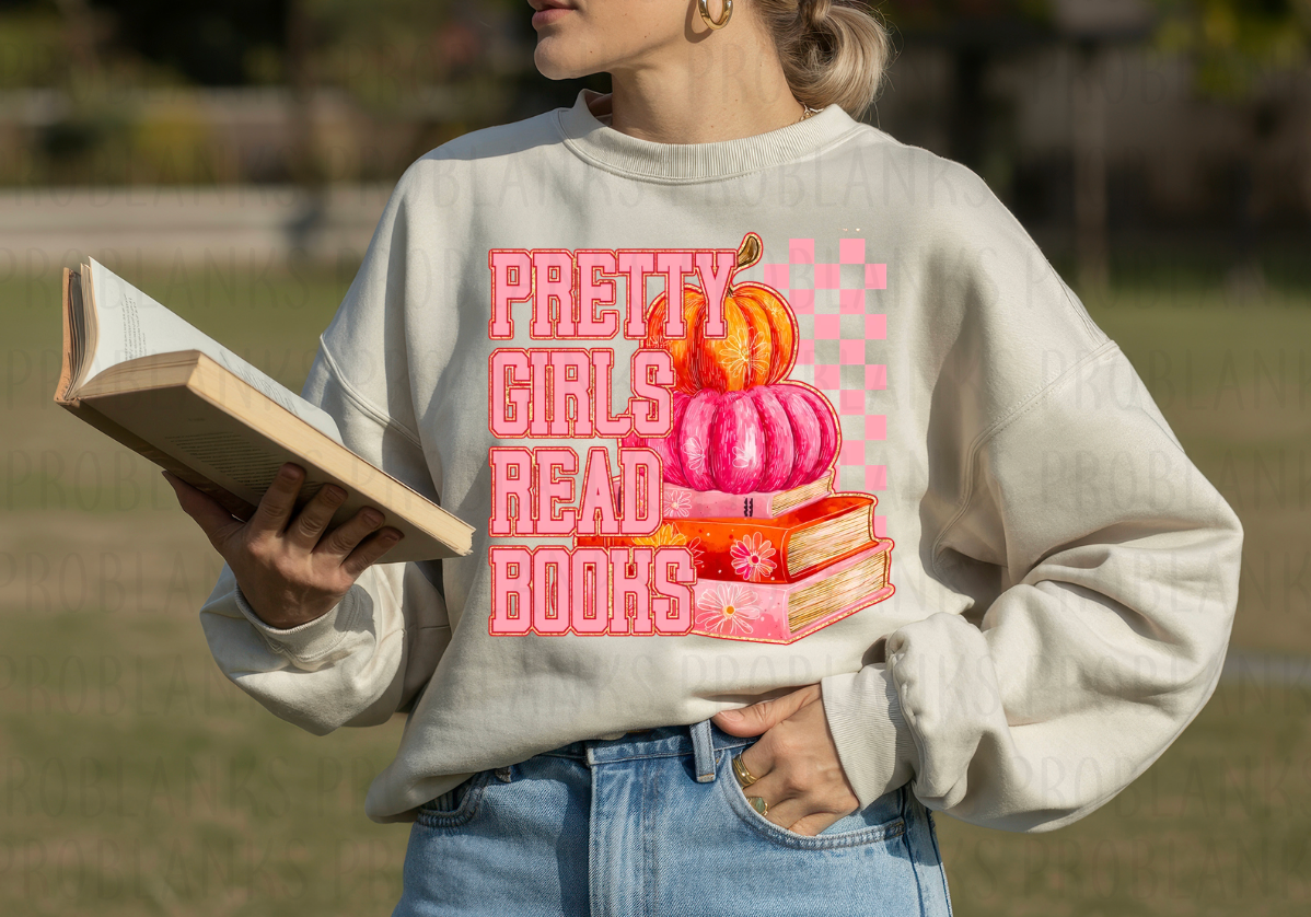Pretty Girls Read Books - $2 Transfer Thursday - ADULT 11 Inch Transfer