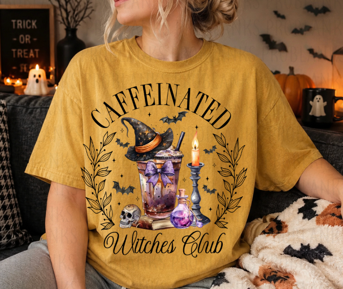 Caffeinated Witches Club #7232 - Ready to Press DTF Transfer Full Color