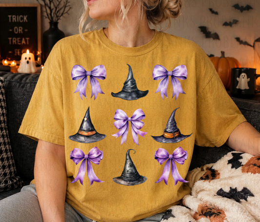 Purple Bows & Witches Hat #7236 - Ready to Press DTF Transfer Full Color