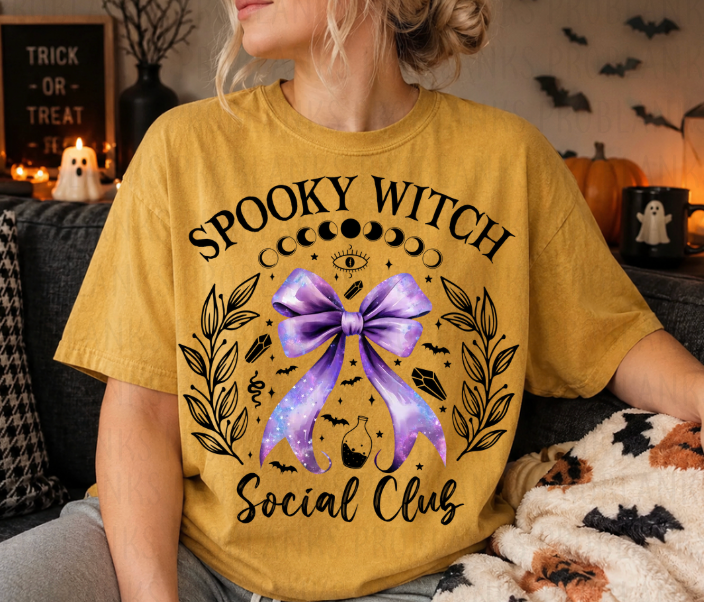 Spooky Witch Social Club #7234 - Ready to Press DTF Transfer Full Color