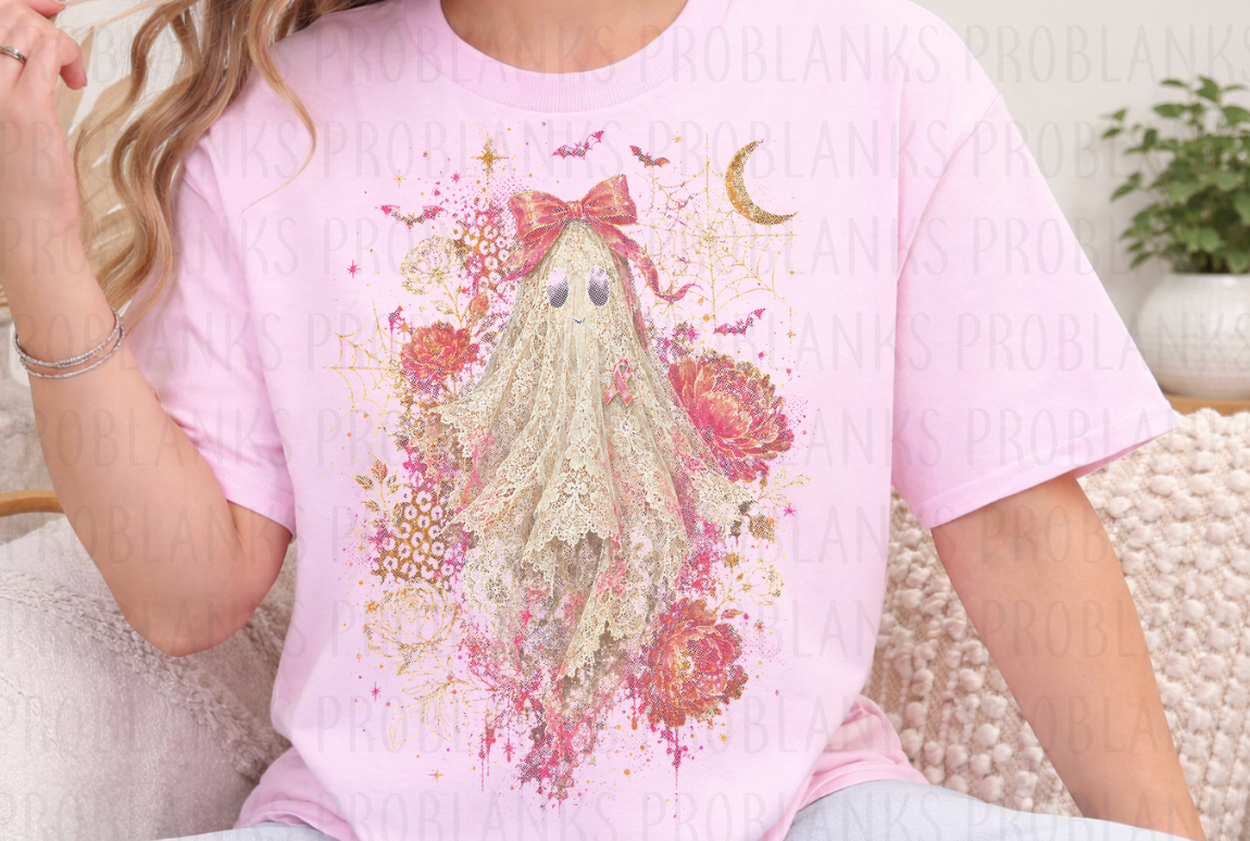Distressed Breast Cancer Ghost - $2 Transfer Thursday - ADULT 11 Inch Transfer