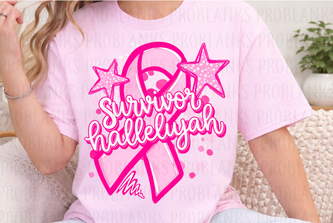 Breast Cancer Survivor Hallelujah - $2 Transfer Thursday - ADULT 11 Inch Transfer