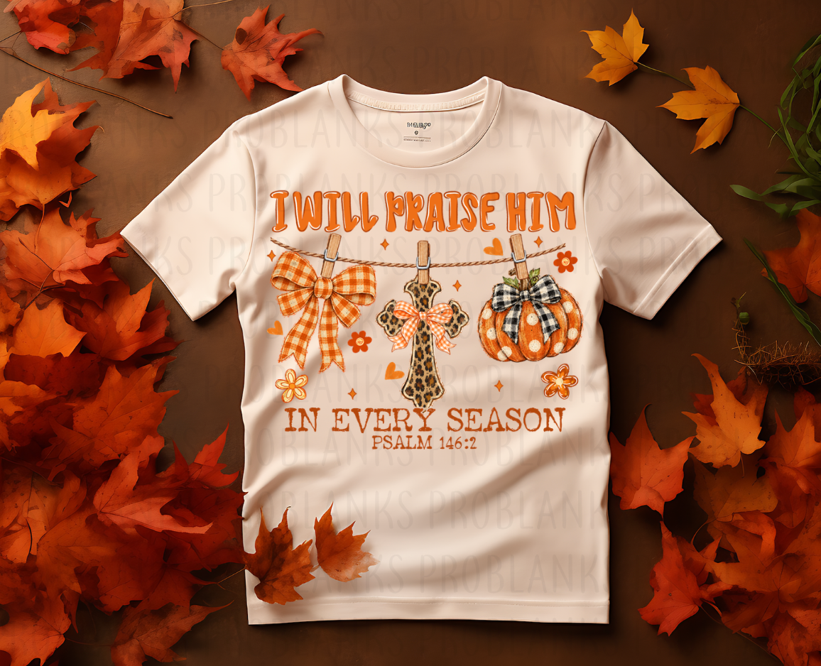 I Will Praise Him In Every Season #7278 - Ready to Press DTF Transfer Full Color