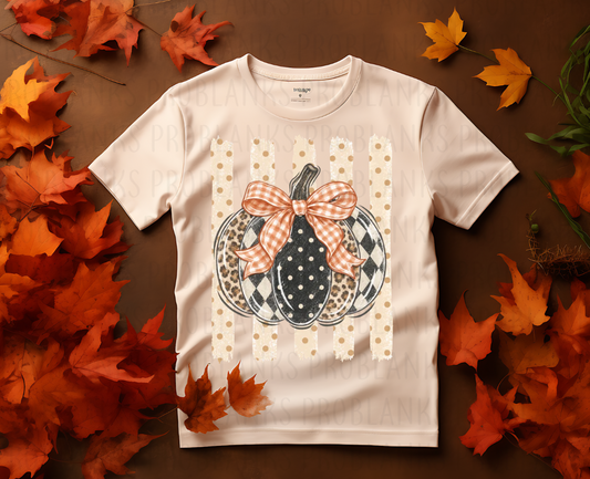 Checkered Leopard Pumpkin #7274 - Ready to Press DTF Transfer Full Color