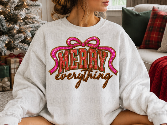 Faux Mixed Sequin & Embroidery - Merry Everything #7282 - Ready to Press DTF Transfer Full Color