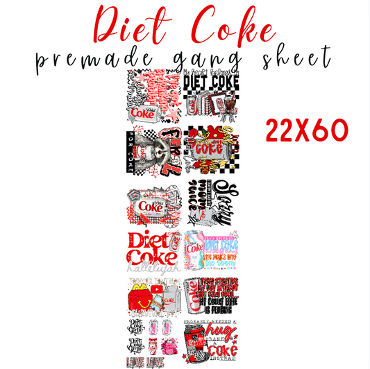 Diet Coke Pre-Made DTF Gang Sheet 22x60