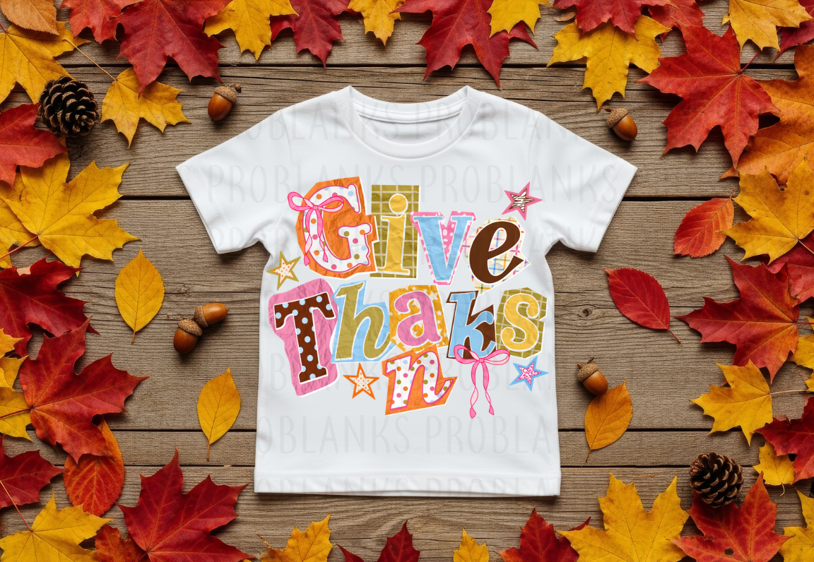 Give Thanks Ransom Letters #7312 - Ready to Press DTF Transfer Full Color