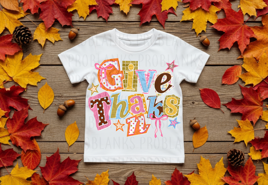 Give Thanks Ransom Letters #7312 - Ready to Press DTF Transfer Full Color