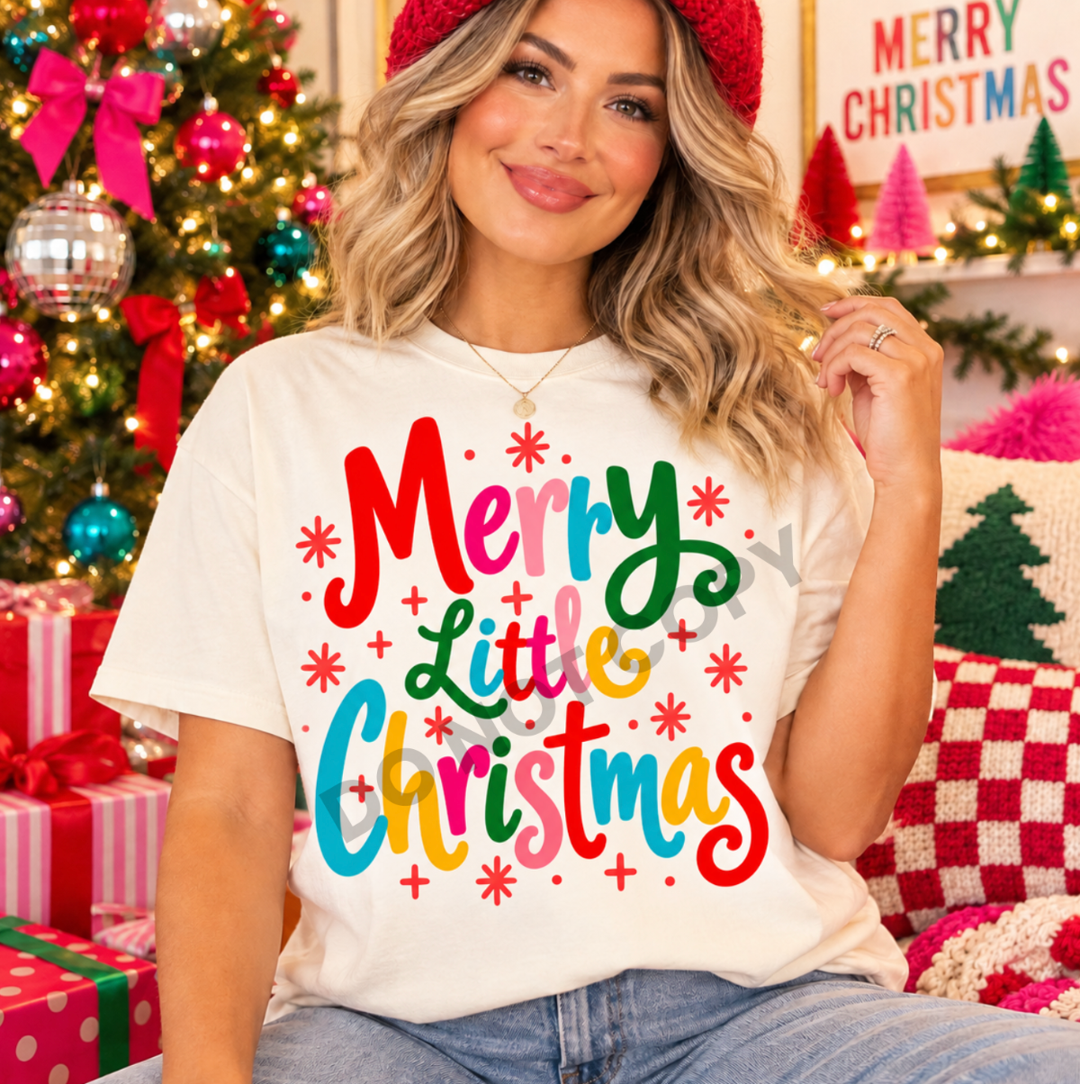 Merry Little Christmas #7332 - Ready to Press DTF Transfer Full Color