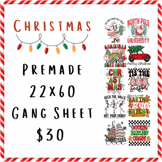 Christmas Premade 22x60 DTF Gang Sheet