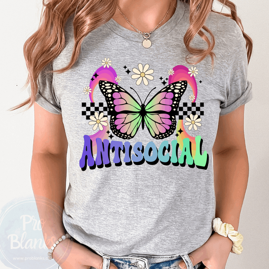 Antisocial Butterfly- Ready to Press DTF Transfer Full Color