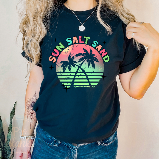 Sun Salt Sand Palm Tree - Ready to Press DTF Transfer Full Color