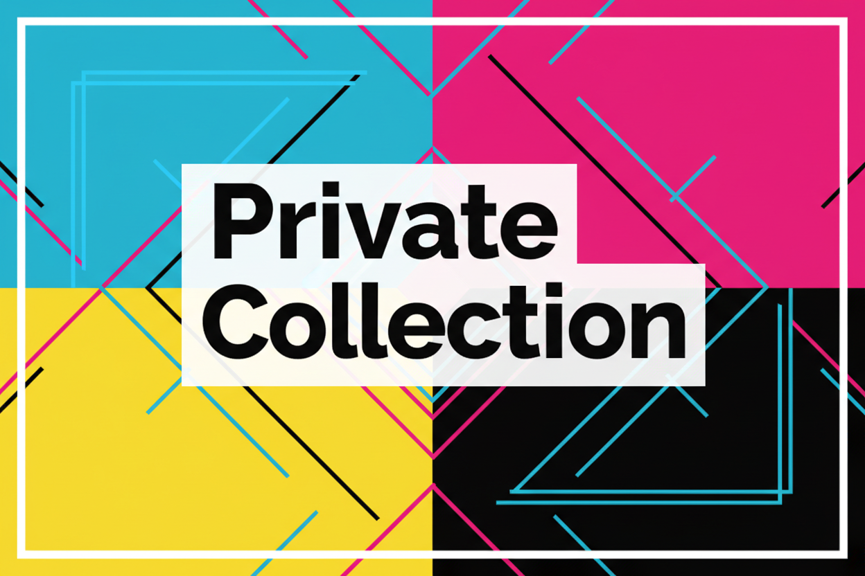 Create a Square graphic that says Private Collection match my brand colors of CMYK