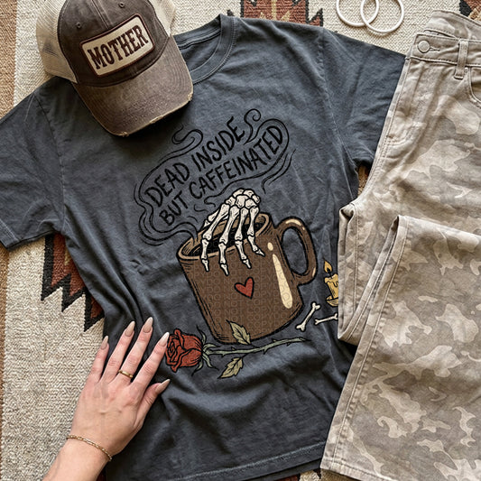 Dead Inside But Caffeinated #6679 - Ready to Press DTF Transfer Full Color
