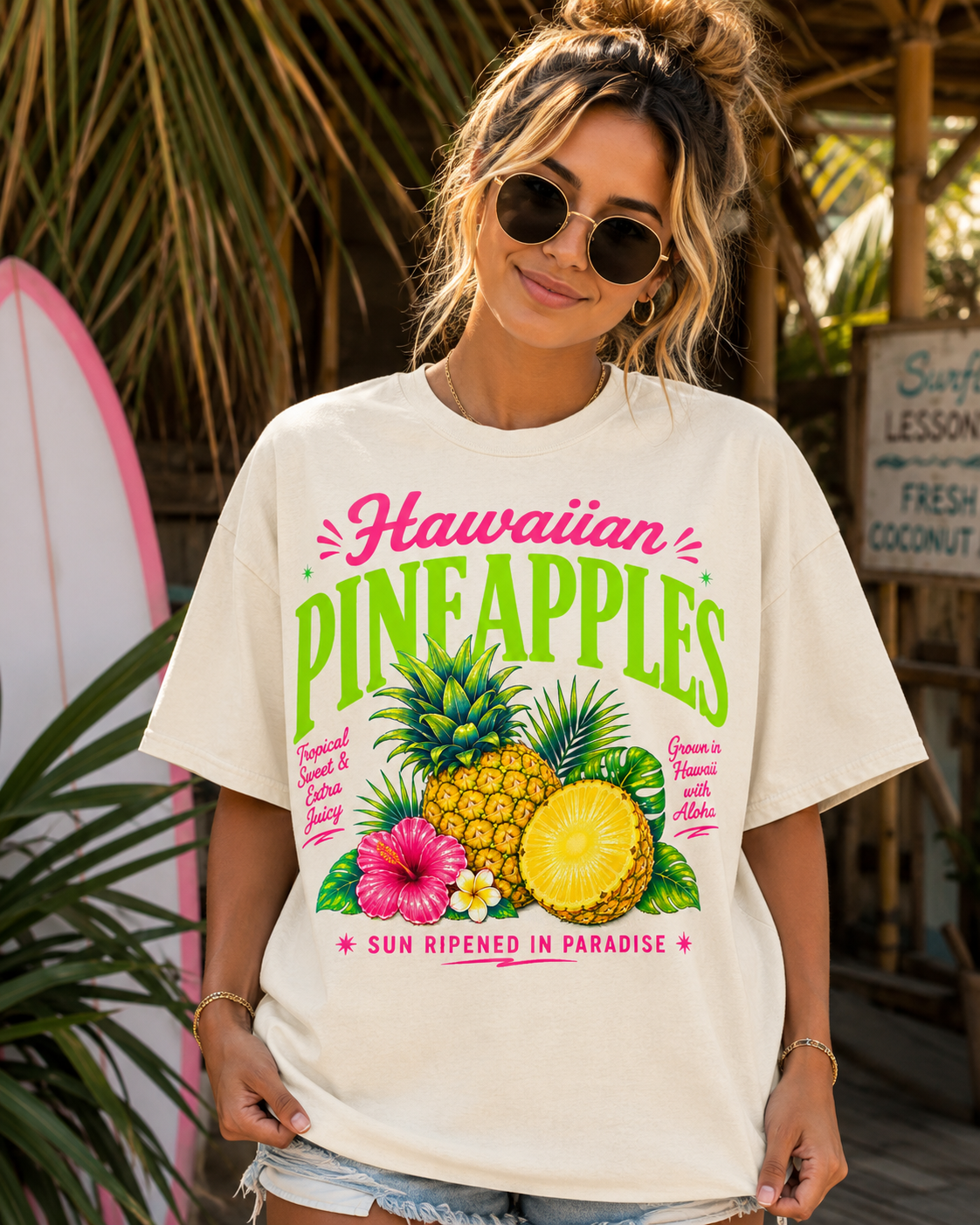 Hawaiian Pineapples #7001 - Ready to Press DTF Transfer Full Color