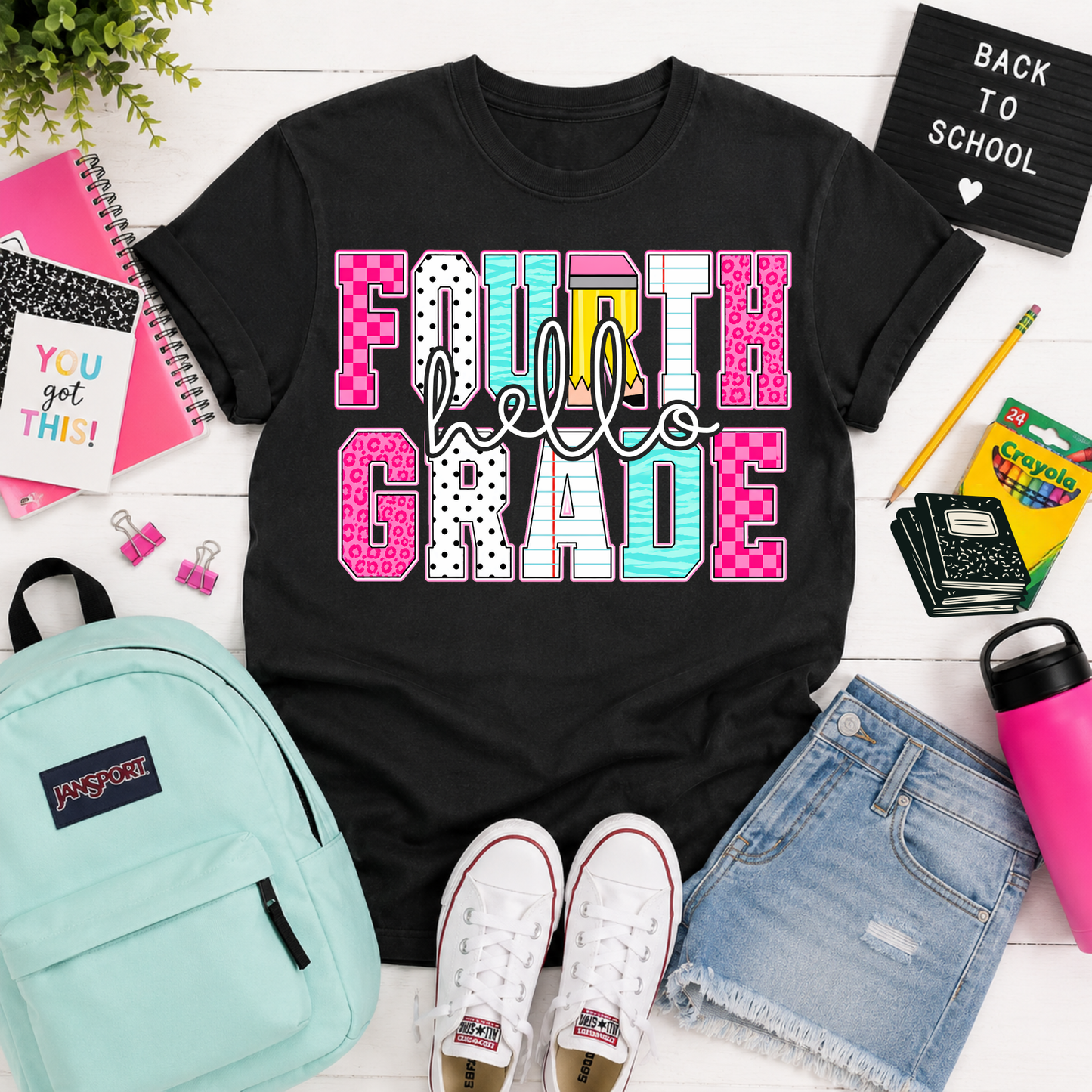 Hello Fourth Grade #7009 - Ready to Press DTF Transfer Full Color