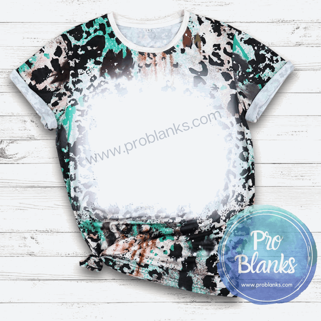 *SALE* RTS - ADULT - Turquoise Rodeo- Faux Bleached 100% Polyester T-shirts - Pro Blanks
