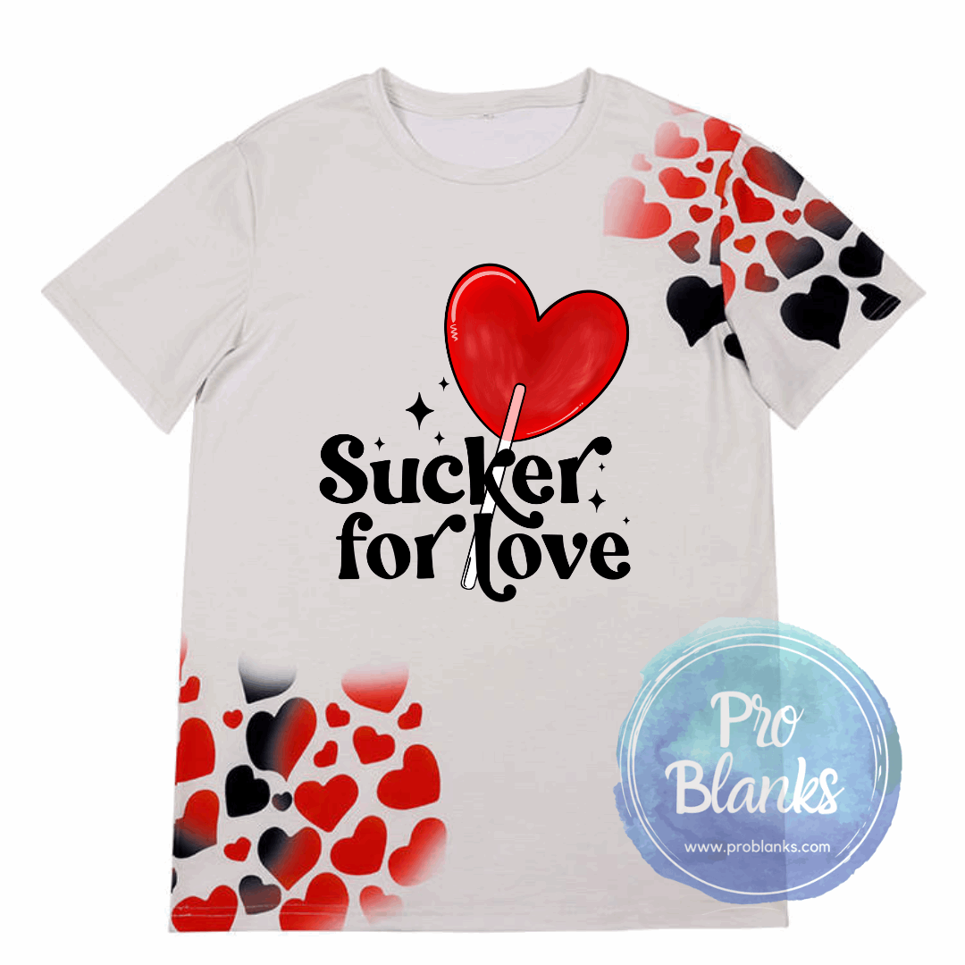 *SALE* RTS - ADULT - CREAM HEARTS- Faux Bleached 100% Polyester T-shirts - Pro Blanks