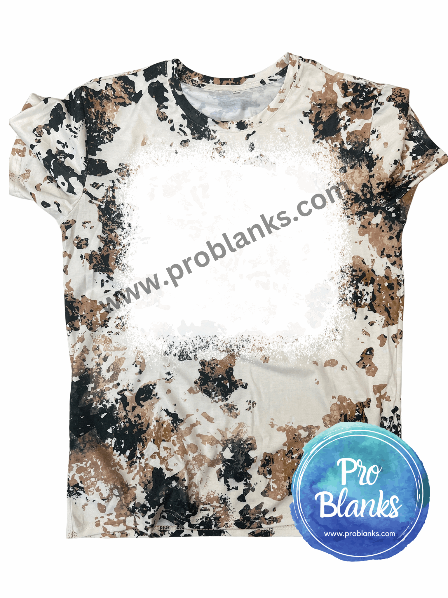 *SALE* RTS - ADULT - COWHIDE- Faux Bleached 100% Polyester T-shirts - Pro Blanks