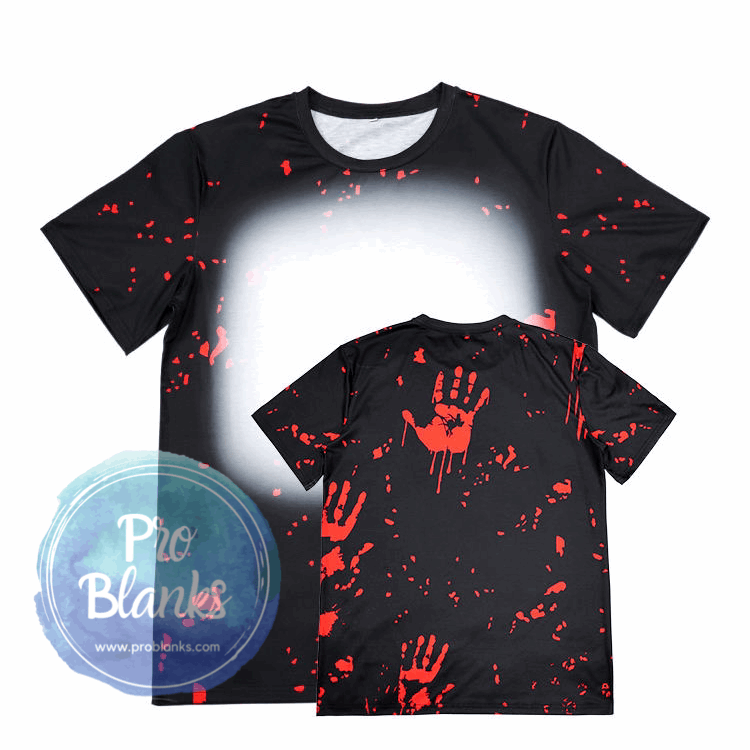 *SALE* RTS - Black Bloody Hands- Faux Bleached 100% Polyester T-shirts - Pro Blanks