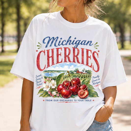 Michigan Cherries #6995 - Ready to Press DTF Transfer Full Color