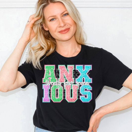 Anxious #1958 - Ready to Press DTF Transfer Full Color - Pro Blanks