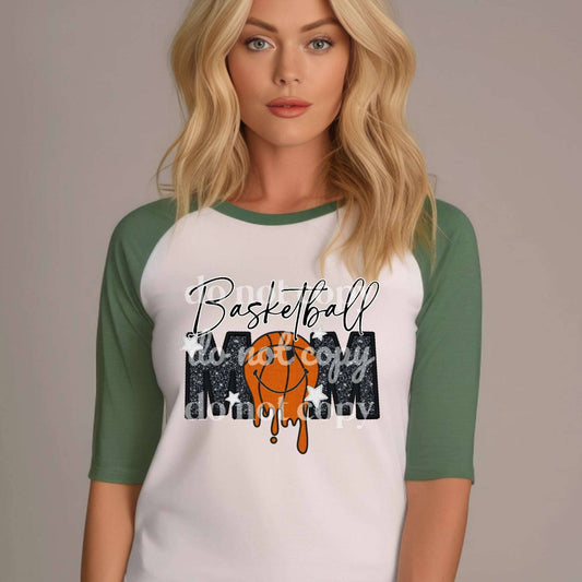 Basketball Mom Drippy Smile - Ready to Press DTF Transfer Full Color - Pro Blanks