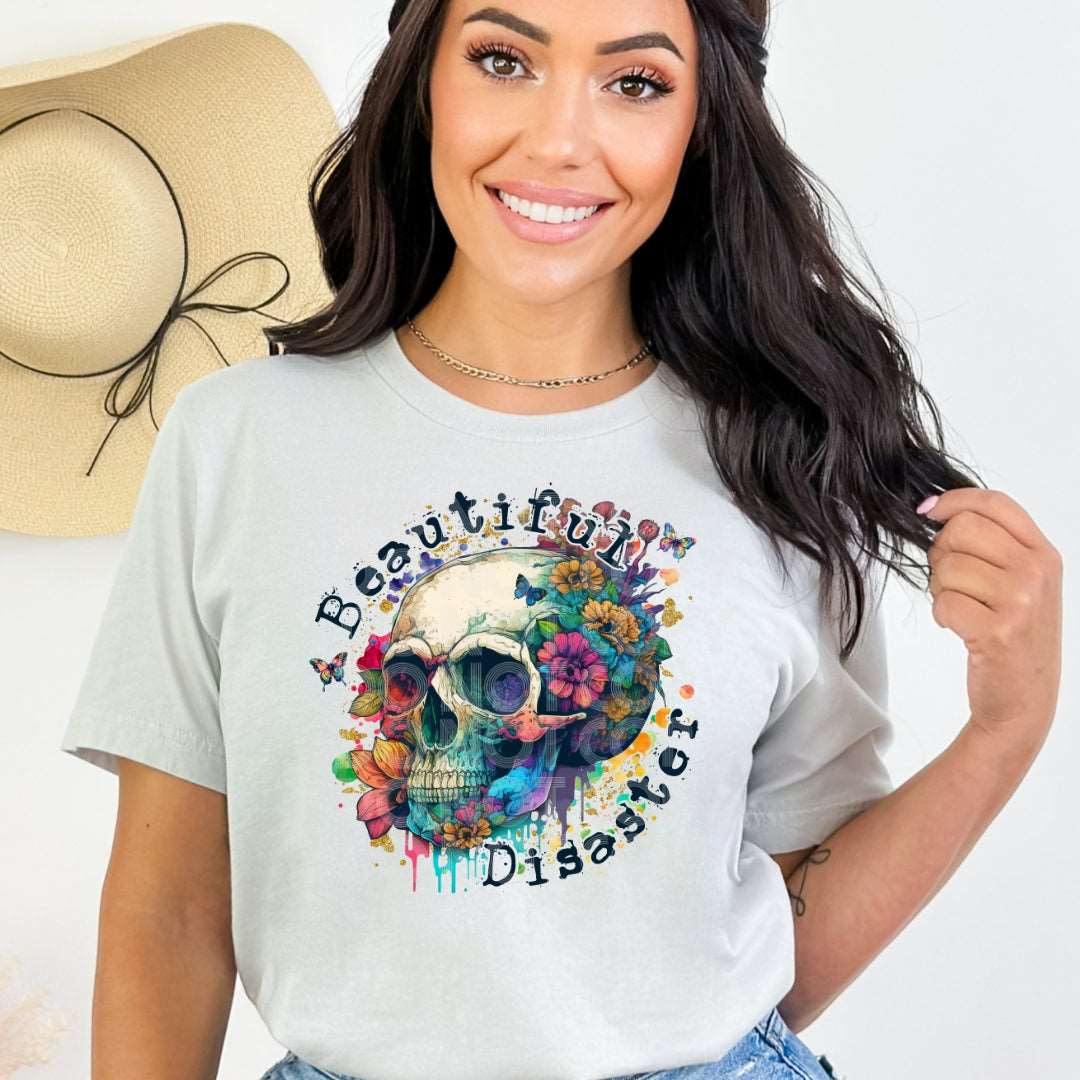 Beautiful Disaster #1396  - Ready to Press DTF Transfer Full Color - Pro Blanks