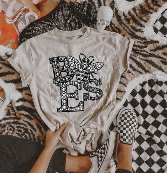 Bees Rhinstone #3497 - Ready to Press DTF Transfer Full Color - Pro Blanks