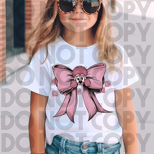 Blue Dog Pink Bow #3092 - Ready to Press DTF Transfer Full Color - Pro Blanks